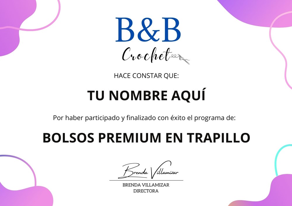 Certificacion curso profesional bolsos de trapillo crochet