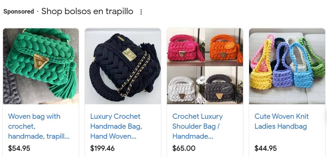 precios de mercado bolsos en trapillo crochet