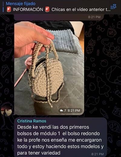 testimonio alumnos cursos en bolsos en trapillo-crochet