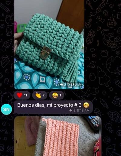 testimonio alumnos cursos en bolsos en trapillo-crochet